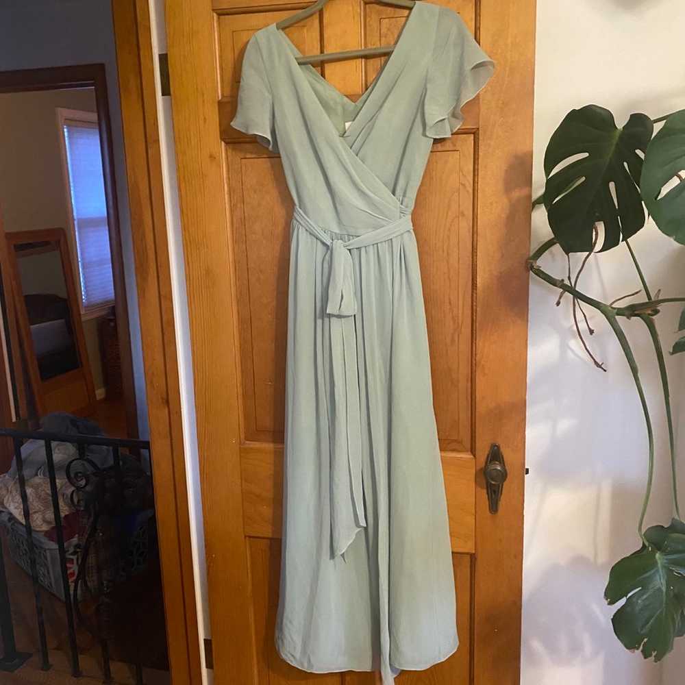 Revelry Harper Chiffon Wrap dress — sage - image 3