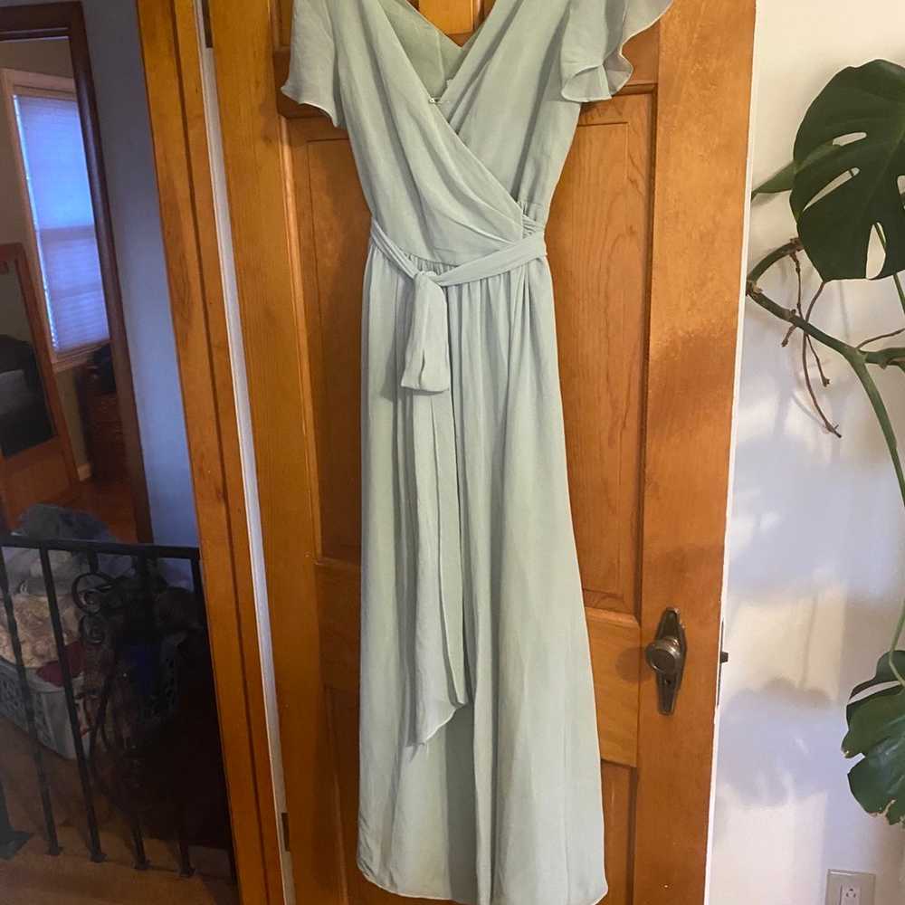 Revelry Harper Chiffon Wrap dress — sage - image 4