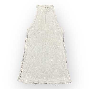 Zara White Crochet Lace Halter Mini Shift Dress S… - image 1