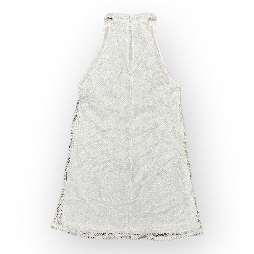 Zara White Crochet Lace Halter Mini Shift Dress S… - image 3