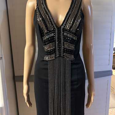 Bebe plunge rhinestone black Dress