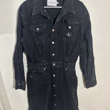 Calvin Klein Jeans Black Denim Utility Dress