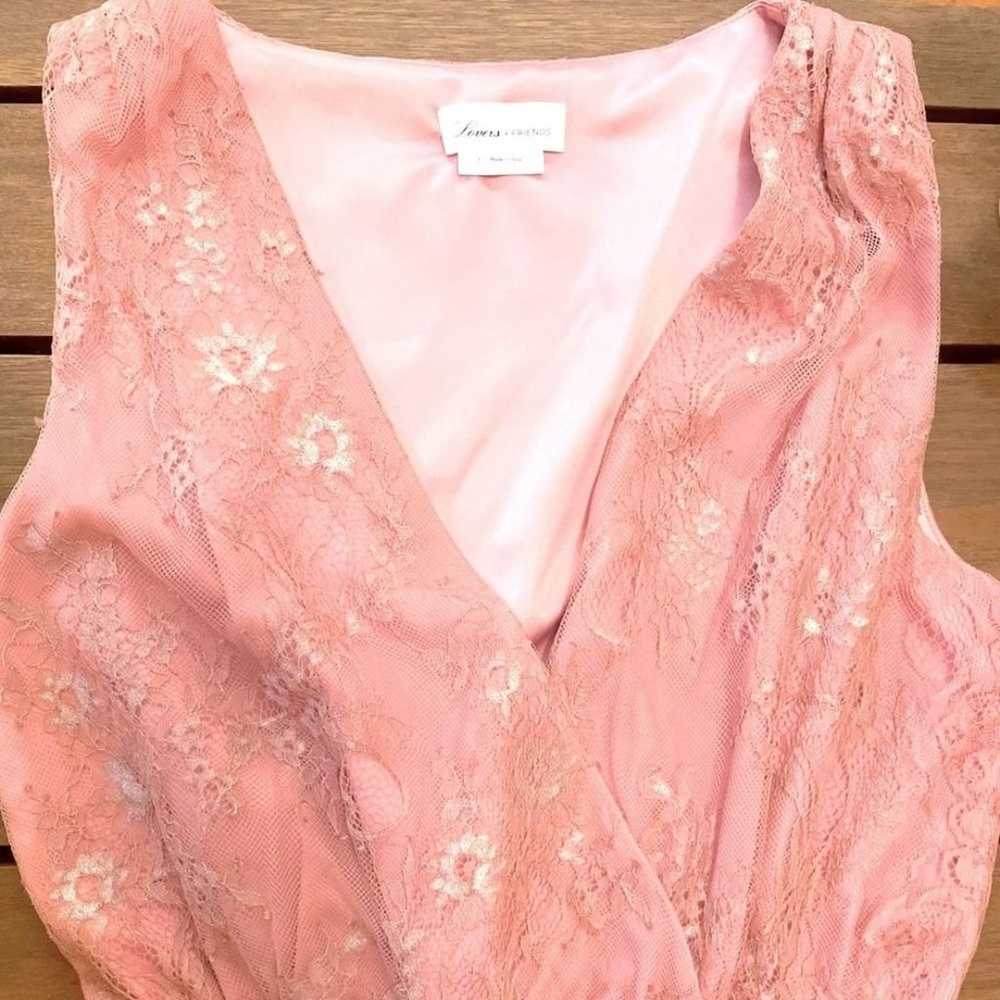 Revolve Dress Pink Small Lace layered Embellished… - image 2