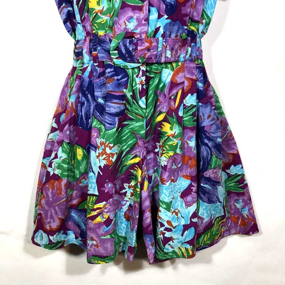 VTG 80’s Tangibles Tropical Floral Romper Women L… - image 4