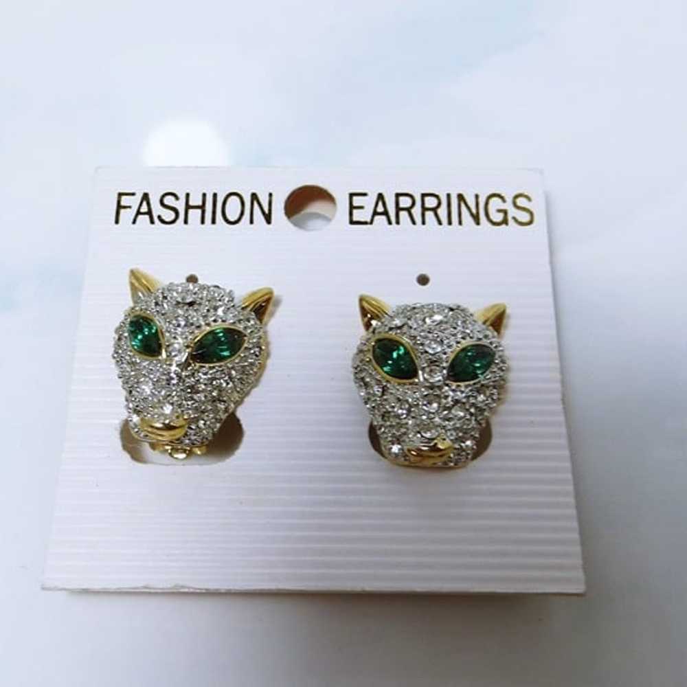 Stunning Detailed Vintage Pave Rhinestone Big Cat… - image 5