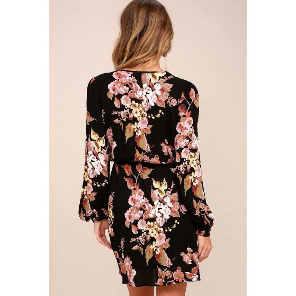 Lulu’s In Bloom Black Floral Print Wrap Dress Sma… - image 3