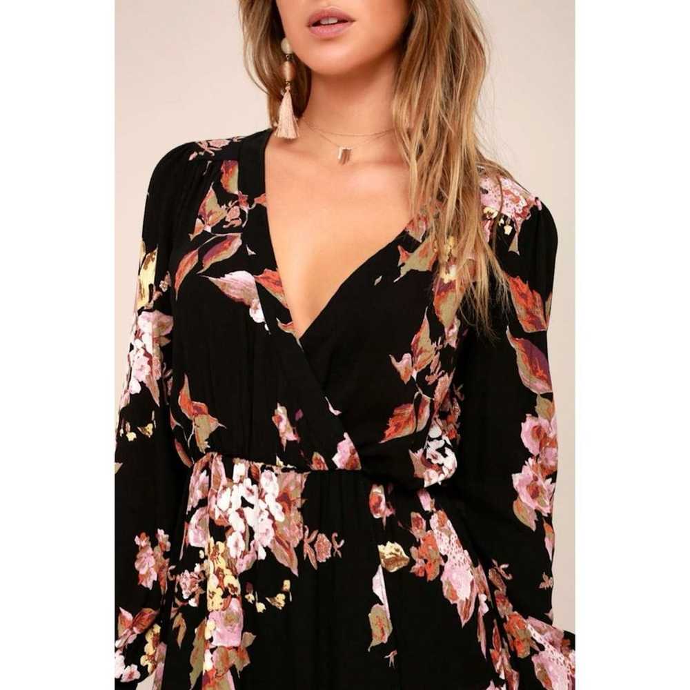 Lulu’s In Bloom Black Floral Print Wrap Dress Sma… - image 4