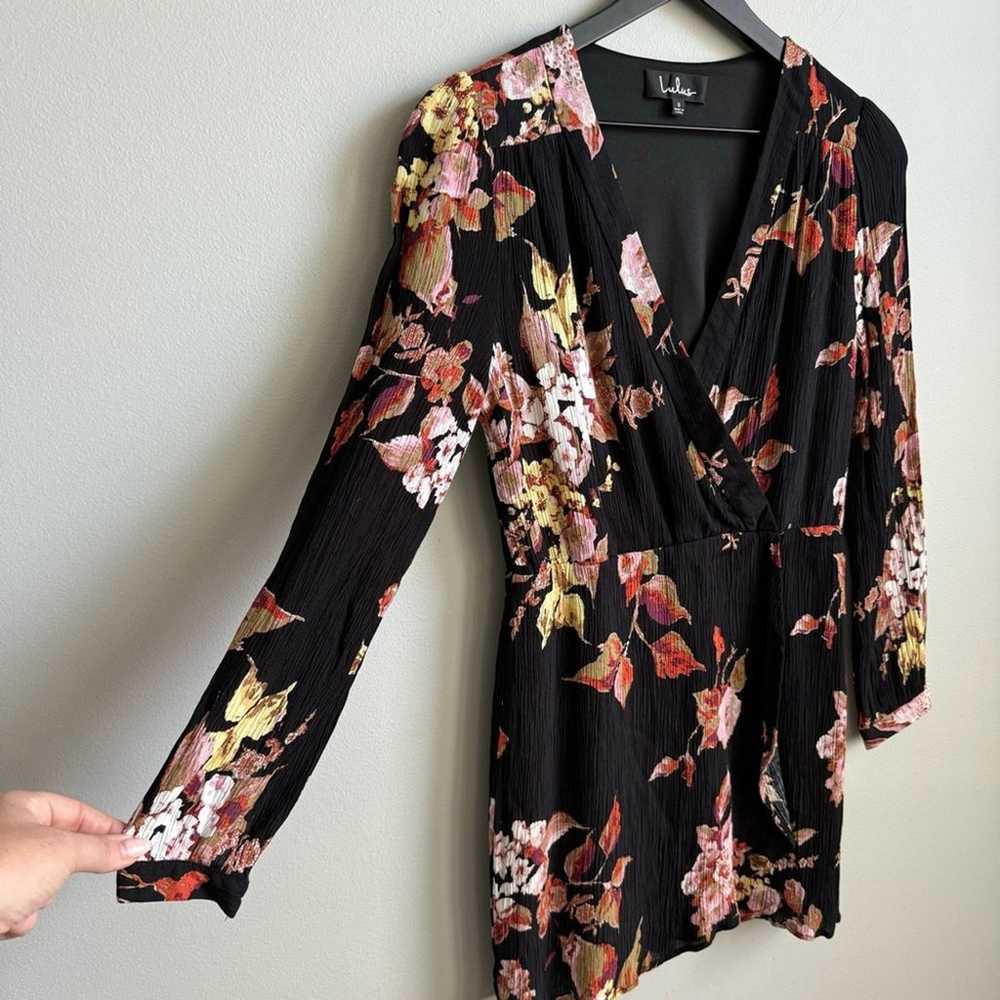 Lulu’s In Bloom Black Floral Print Wrap Dress Sma… - image 6