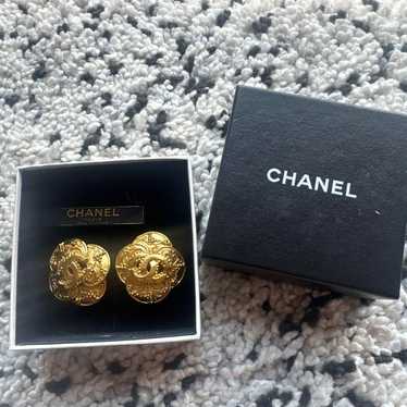 Authentic Chanel Vintage Gold Earrings - Large