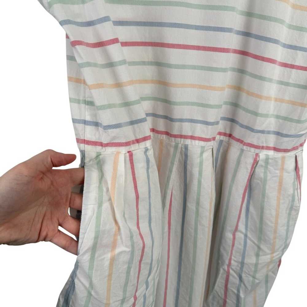 LAKE Pajamas White Rainbow Striped 100% Cotton Dr… - image 2