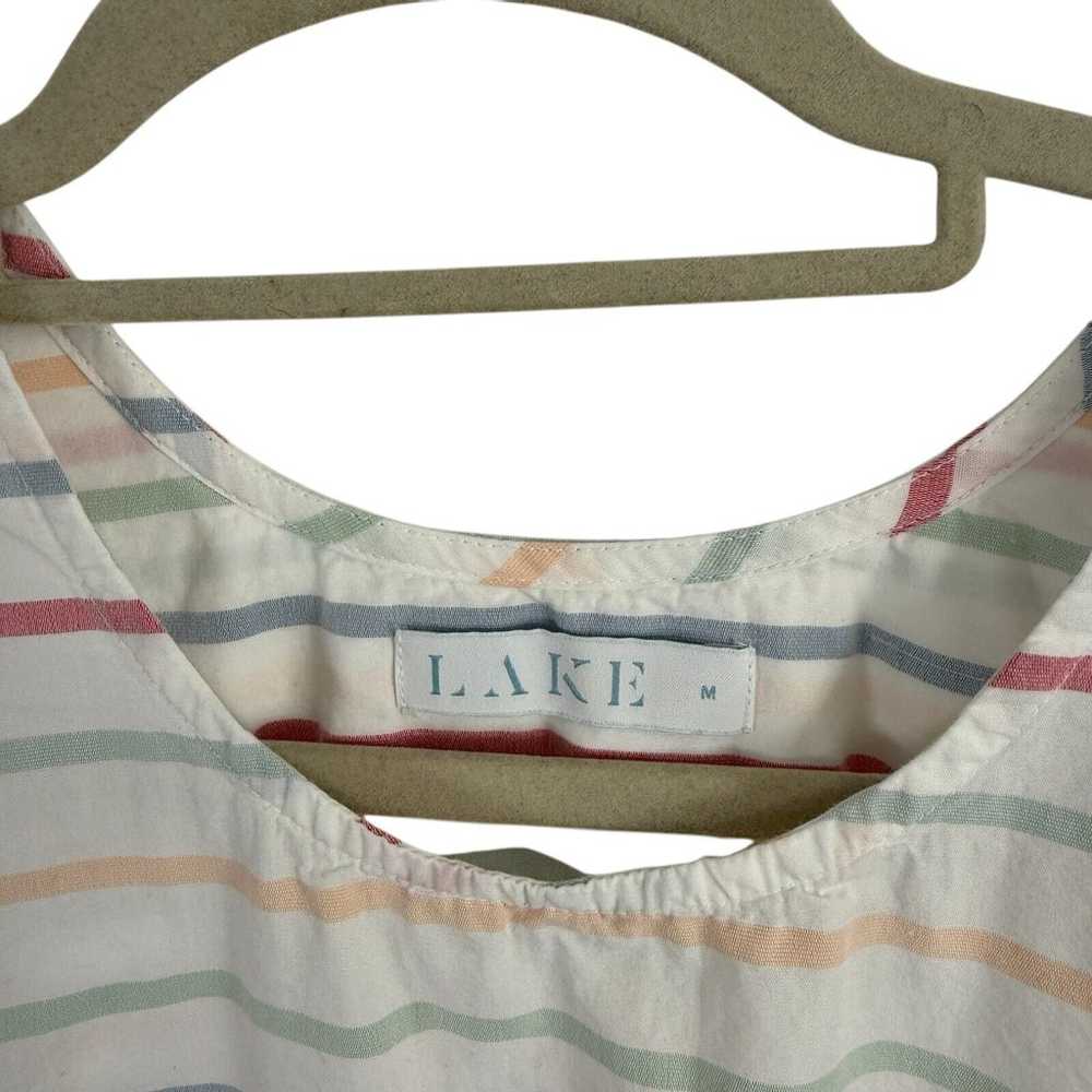 LAKE Pajamas White Rainbow Striped 100% Cotton Dr… - image 4