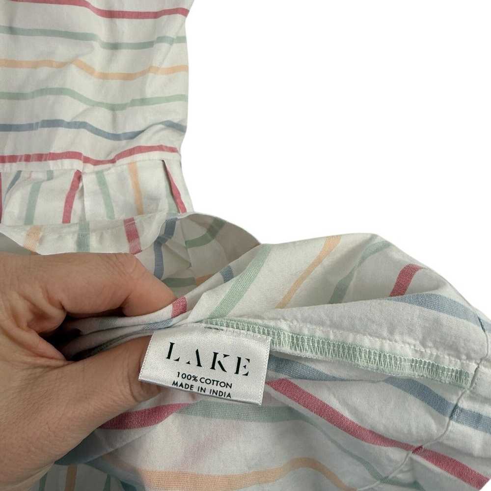 LAKE Pajamas White Rainbow Striped 100% Cotton Dr… - image 5