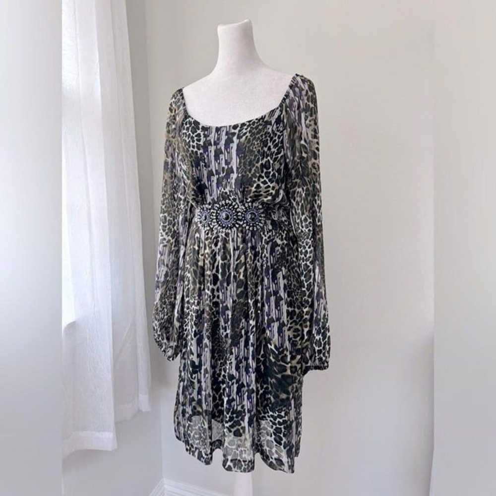 Vintage Y2K Ice Leopard Print Beaded Dress - image 1