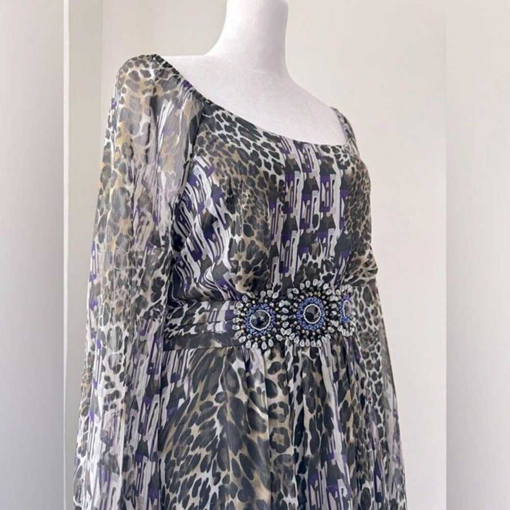 Vintage Y2K Ice Leopard Print Beaded Dress - image 2