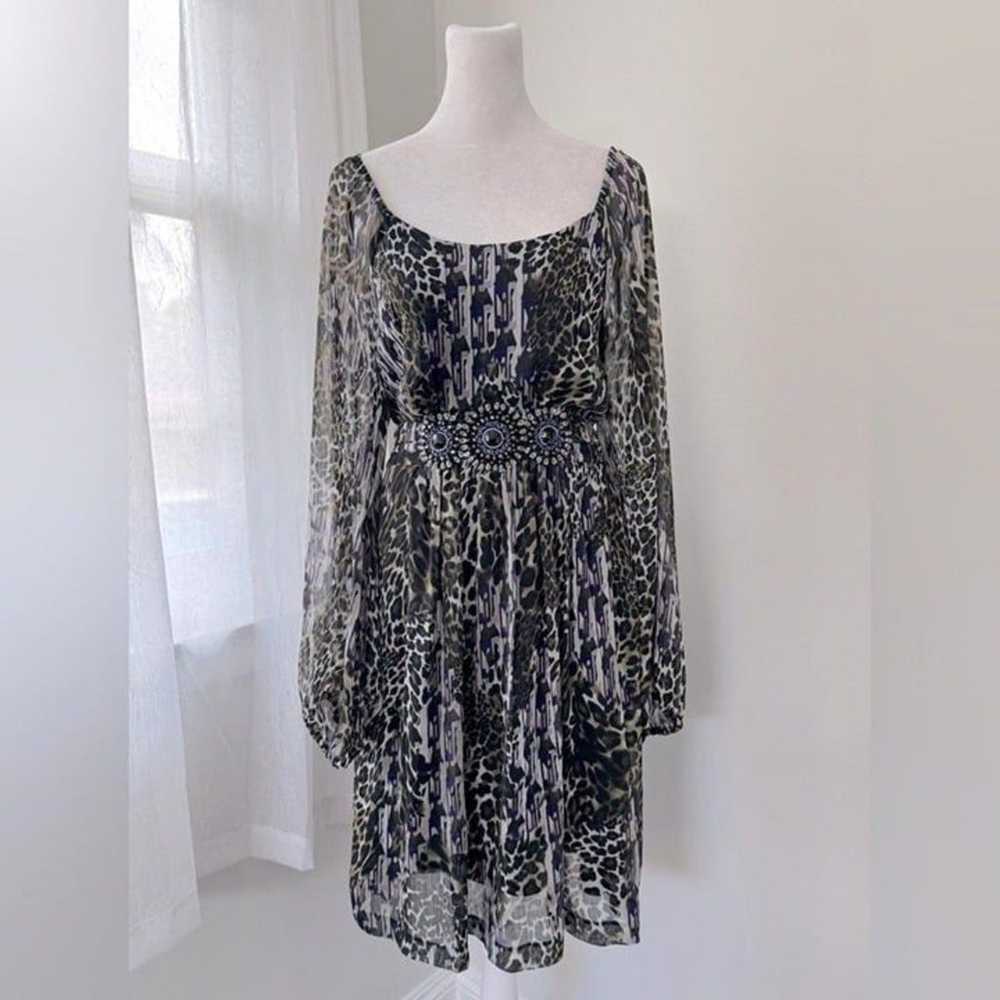 Vintage Y2K Ice Leopard Print Beaded Dress - image 3