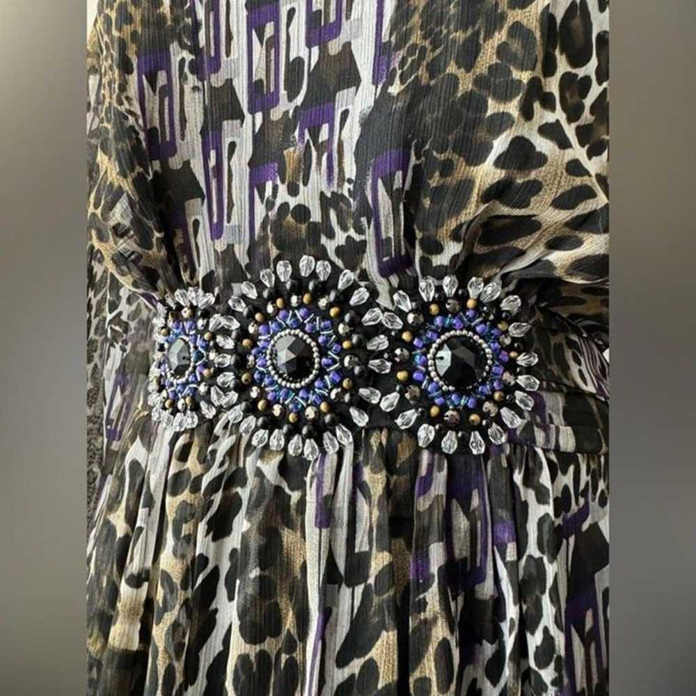 Vintage Y2K Ice Leopard Print Beaded Dress - image 4