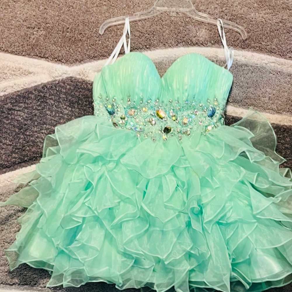 Neon green tinkerbell prom dress - image 9