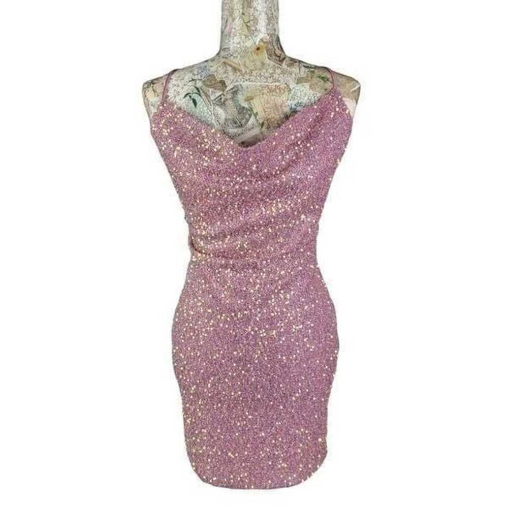 Lovesom Pink Sequin Cowl Neck Criss Cross Back St… - image 11