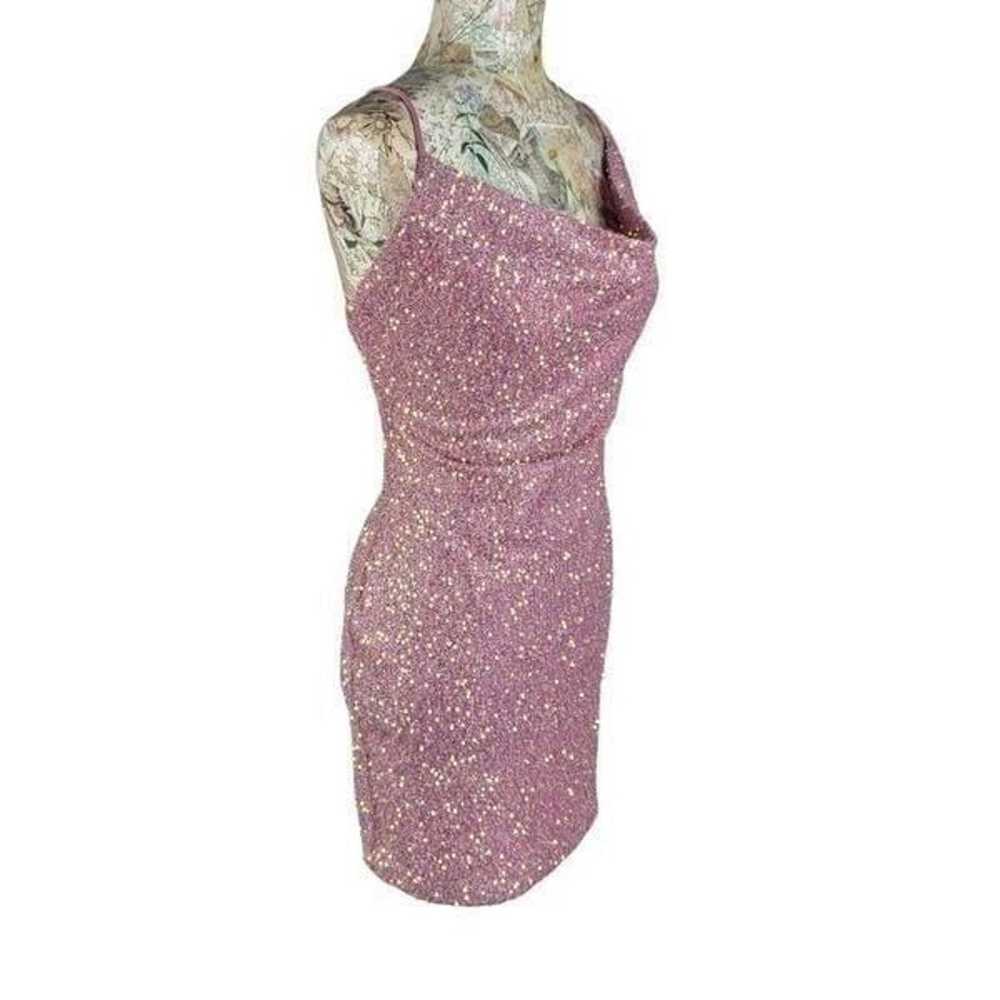 Lovesom Pink Sequin Cowl Neck Criss Cross Back St… - image 5