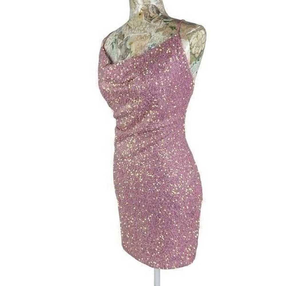 Lovesom Pink Sequin Cowl Neck Criss Cross Back St… - image 6