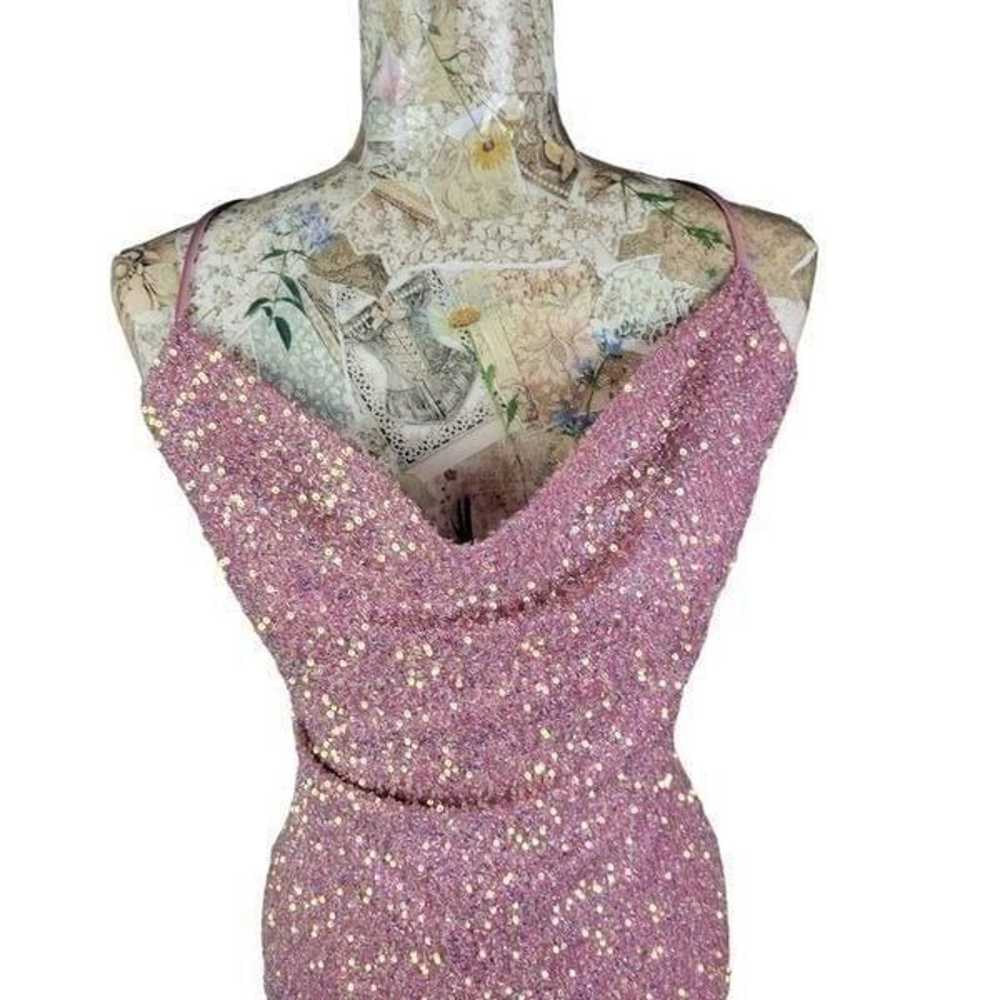 Lovesom Pink Sequin Cowl Neck Criss Cross Back St… - image 7