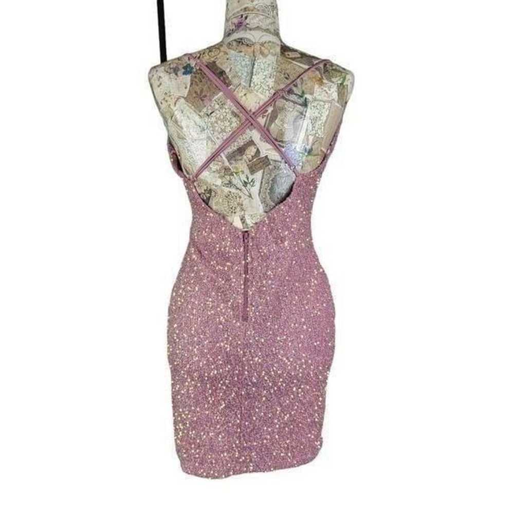 Lovesom Pink Sequin Cowl Neck Criss Cross Back St… - image 8