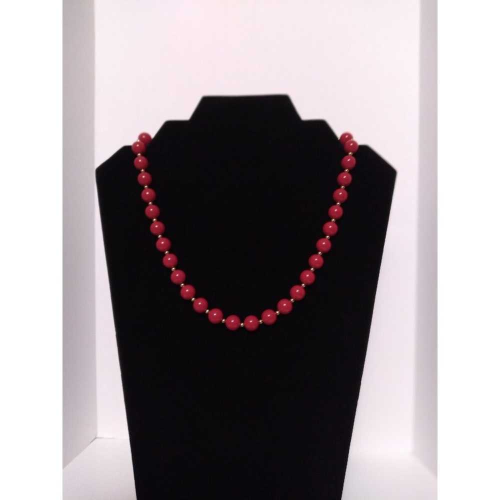 Monet Necklace Vintage Lipstick Cherry Red Beaded… - image 2