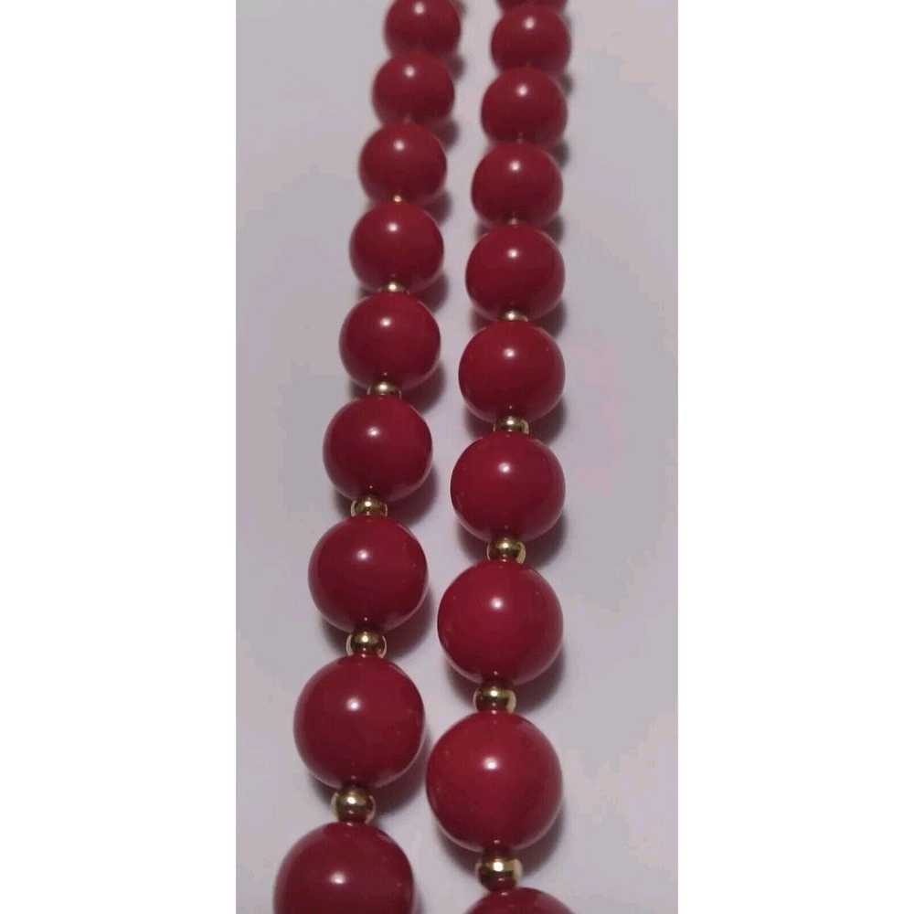 Monet Necklace Vintage Lipstick Cherry Red Beaded… - image 5