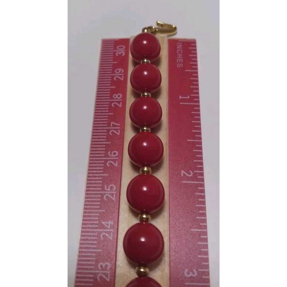 Monet Necklace Vintage Lipstick Cherry Red Beaded… - image 6