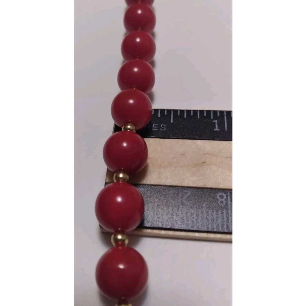 Monet Necklace Vintage Lipstick Cherry Red Beaded… - image 7