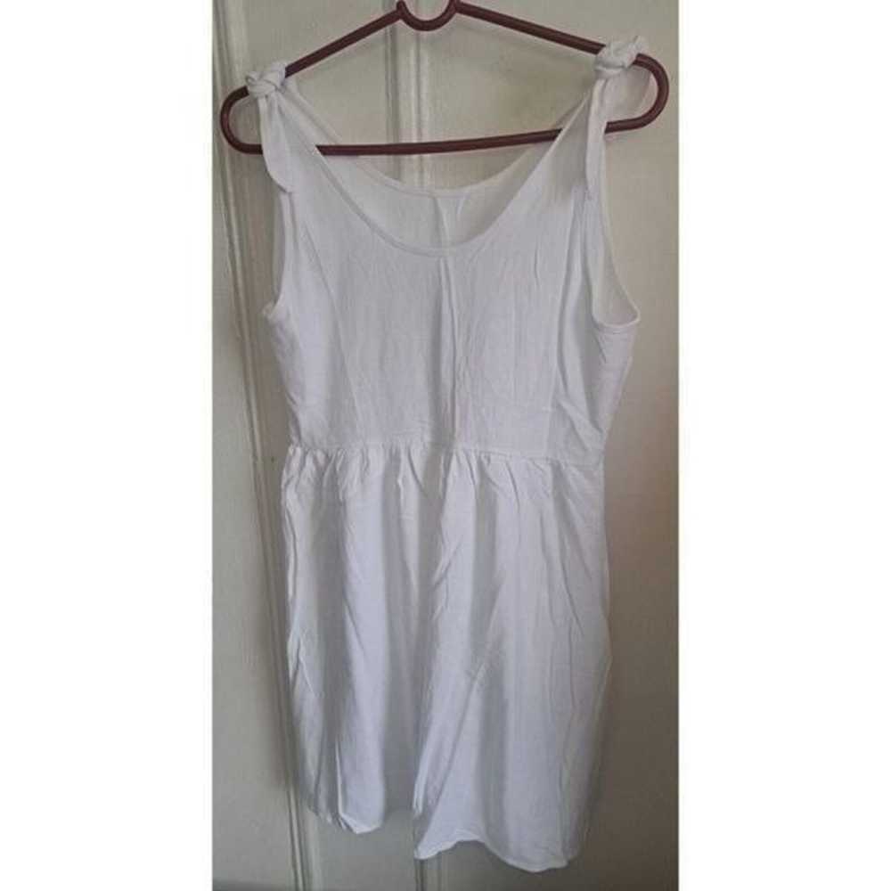 Womens Small PURE WHITE FLAX LINEN Strappy Tie Sh… - image 2