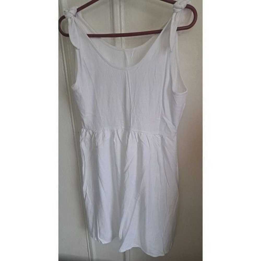 Womens Small PURE WHITE FLAX LINEN Strappy Tie Sh… - image 4