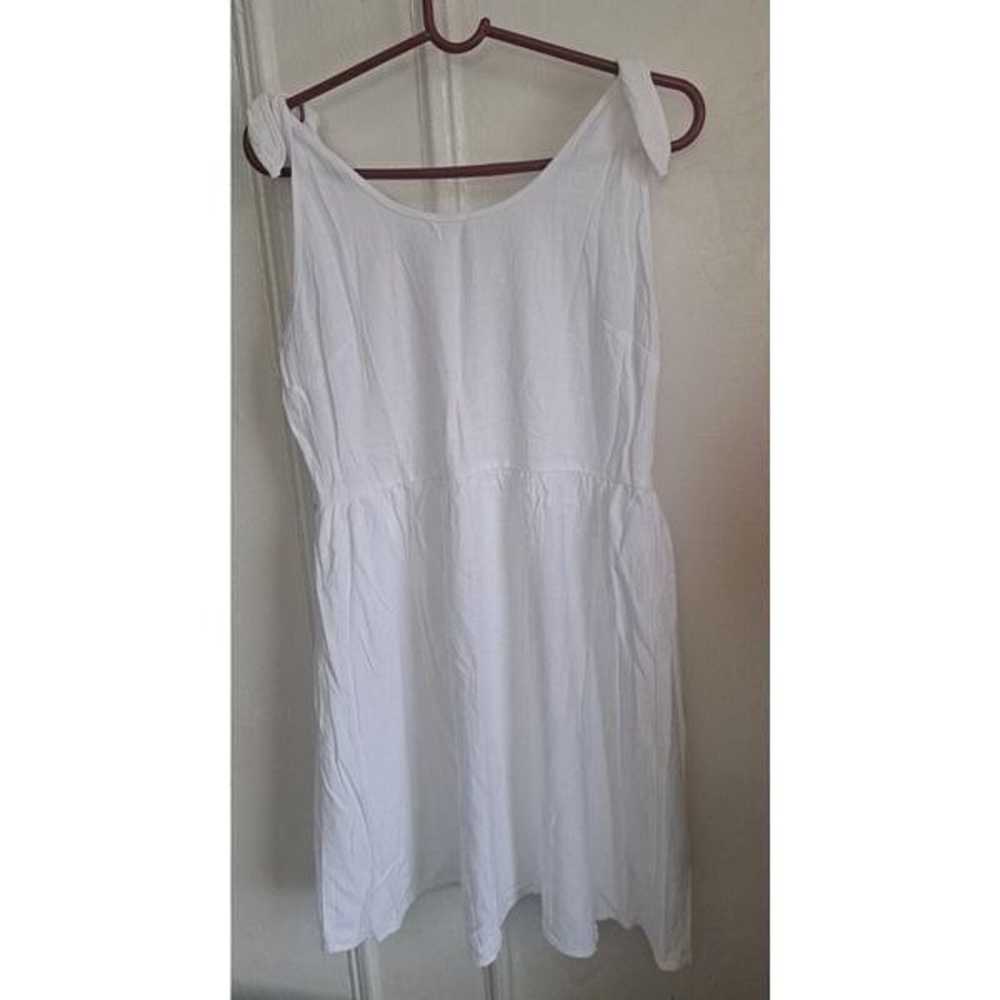 Womens Small PURE WHITE FLAX LINEN Strappy Tie Sh… - image 5