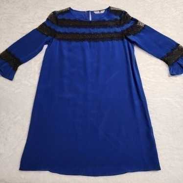 Rebecca Taylor Women Silk Royal Blue with Black L… - image 1