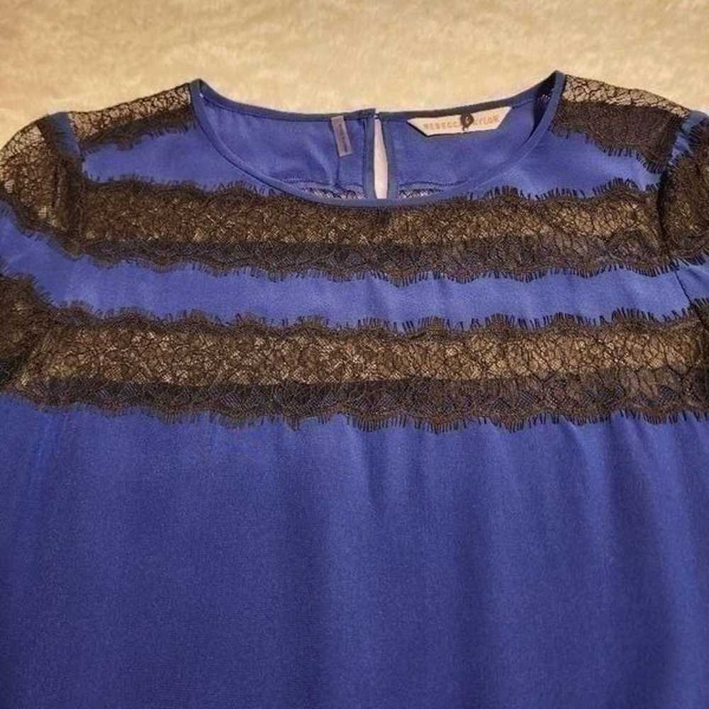 Rebecca Taylor Women Silk Royal Blue with Black L… - image 2