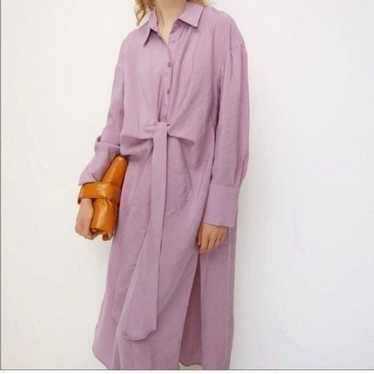 Zara Knotted Shirt Midi Dress Size S