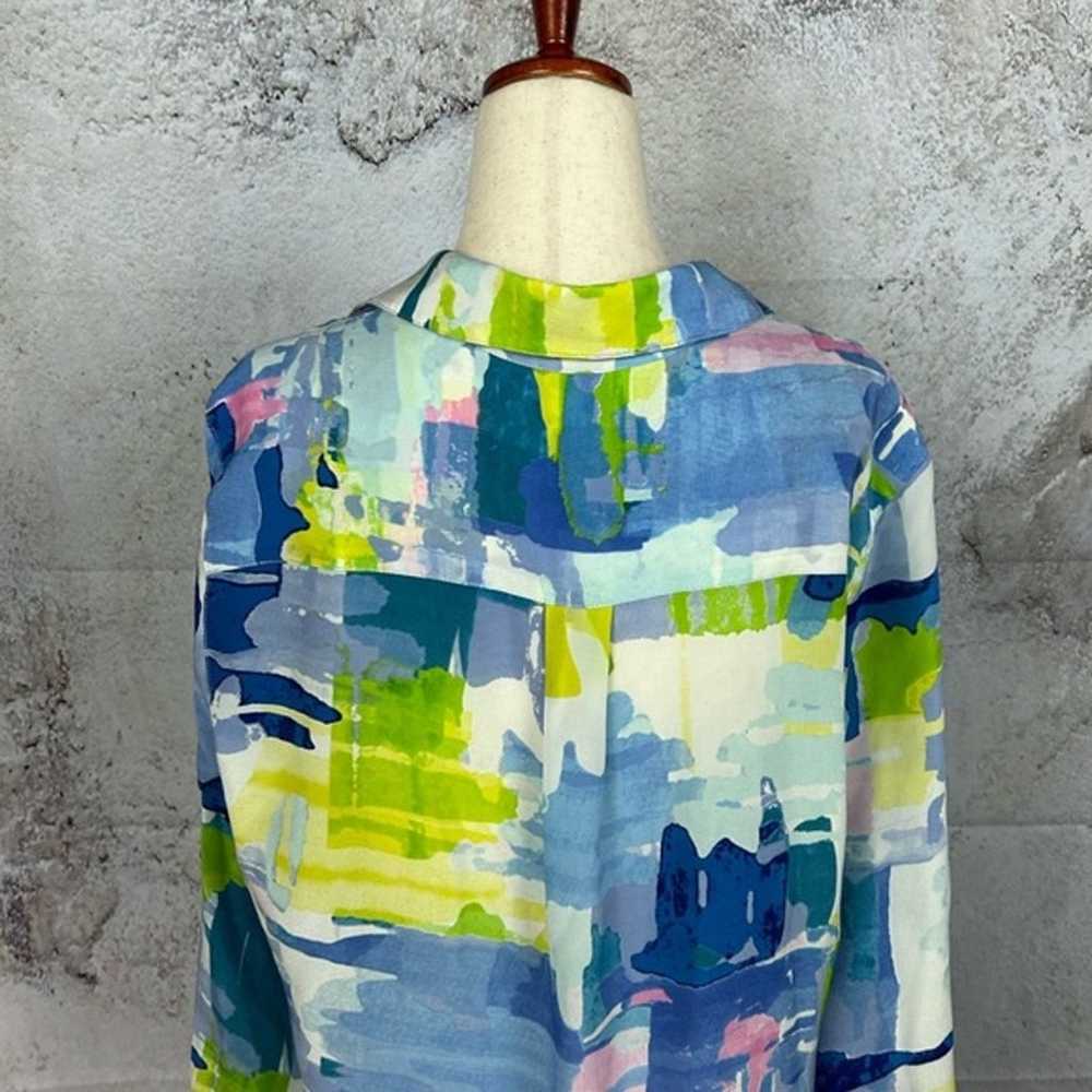 TORI RICHARD silk shirt dress size 8 artsy pocket… - image 6