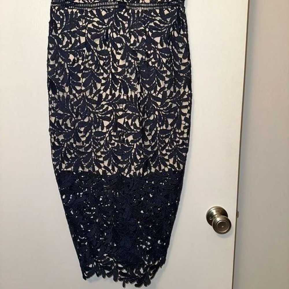 Lulus Floral Crochet Lace Navy Blue Halter Midi D… - image 2