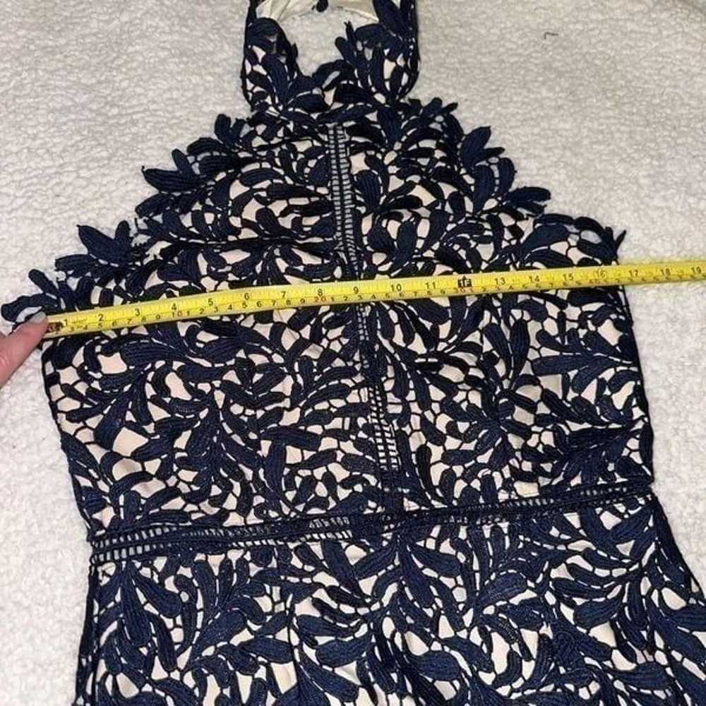 Lulus Floral Crochet Lace Navy Blue Halter Midi D… - image 7