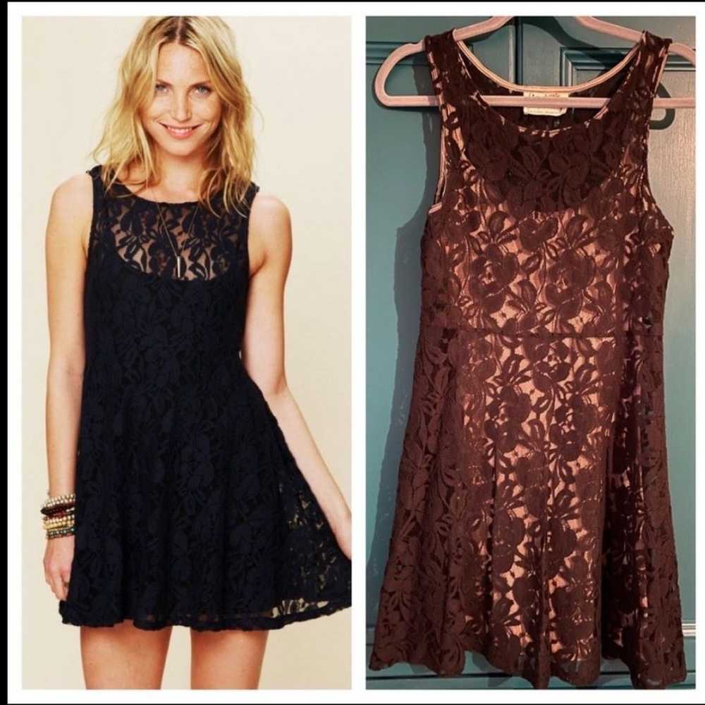 Free People mini slip dress lace dress Sz medium - image 1