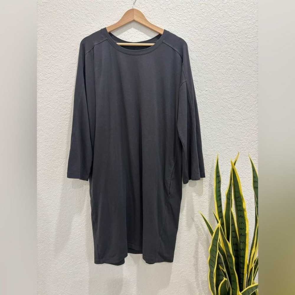 Eileen Fisher Gray Long Sleeve Knit Dress Size La… - image 1