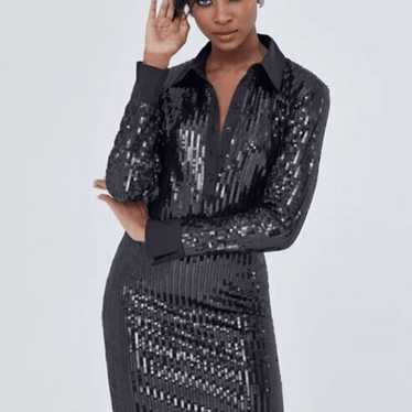 Gabrielle Union Black Sequin Shirtdress NWOT XXL