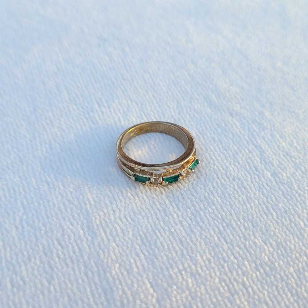 Vintage ESPO 14k Yellow Gold GE Green Stone Ring … - image 4