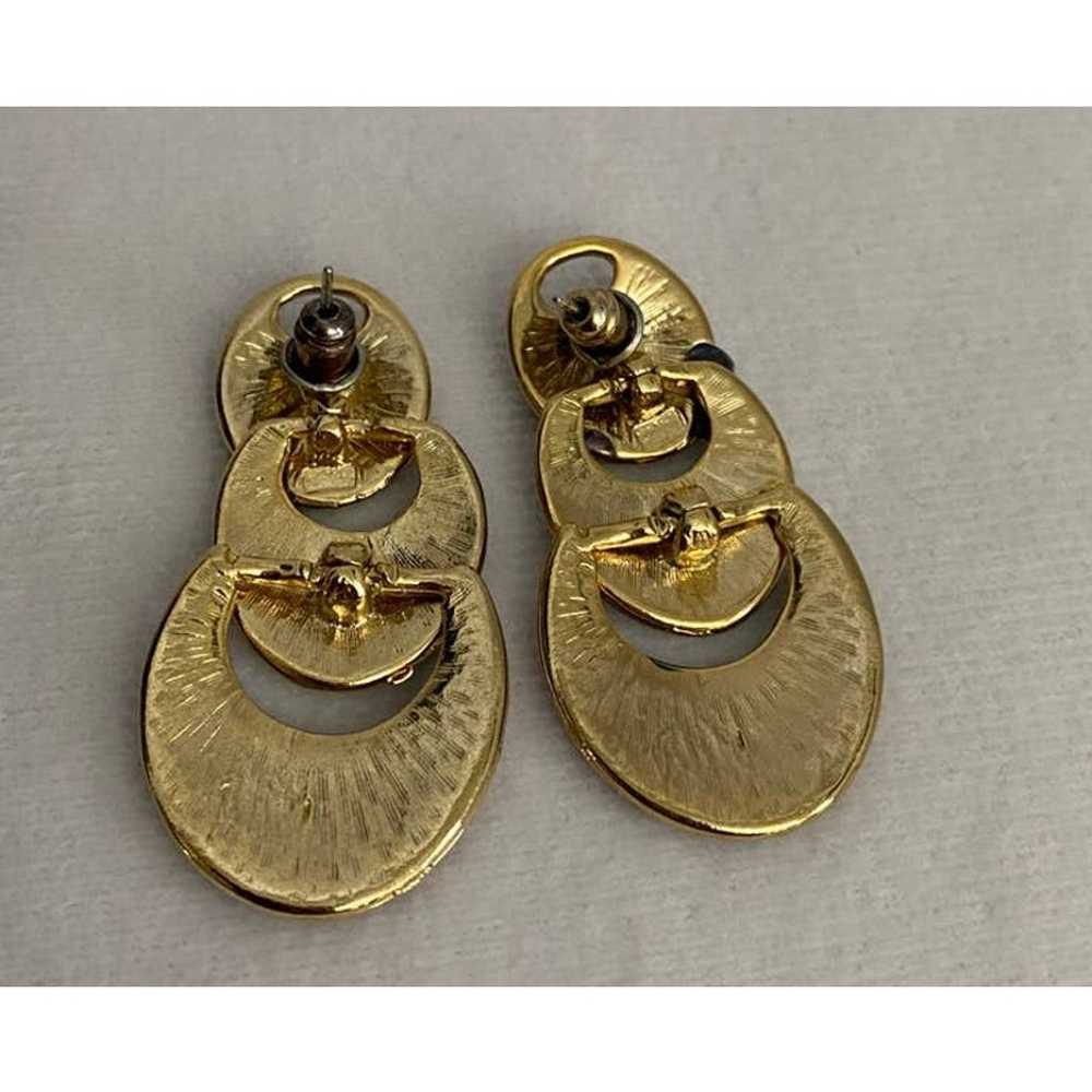 Vintage 1980s 1990s Goldtone & Enamel Pierced Ear… - image 2