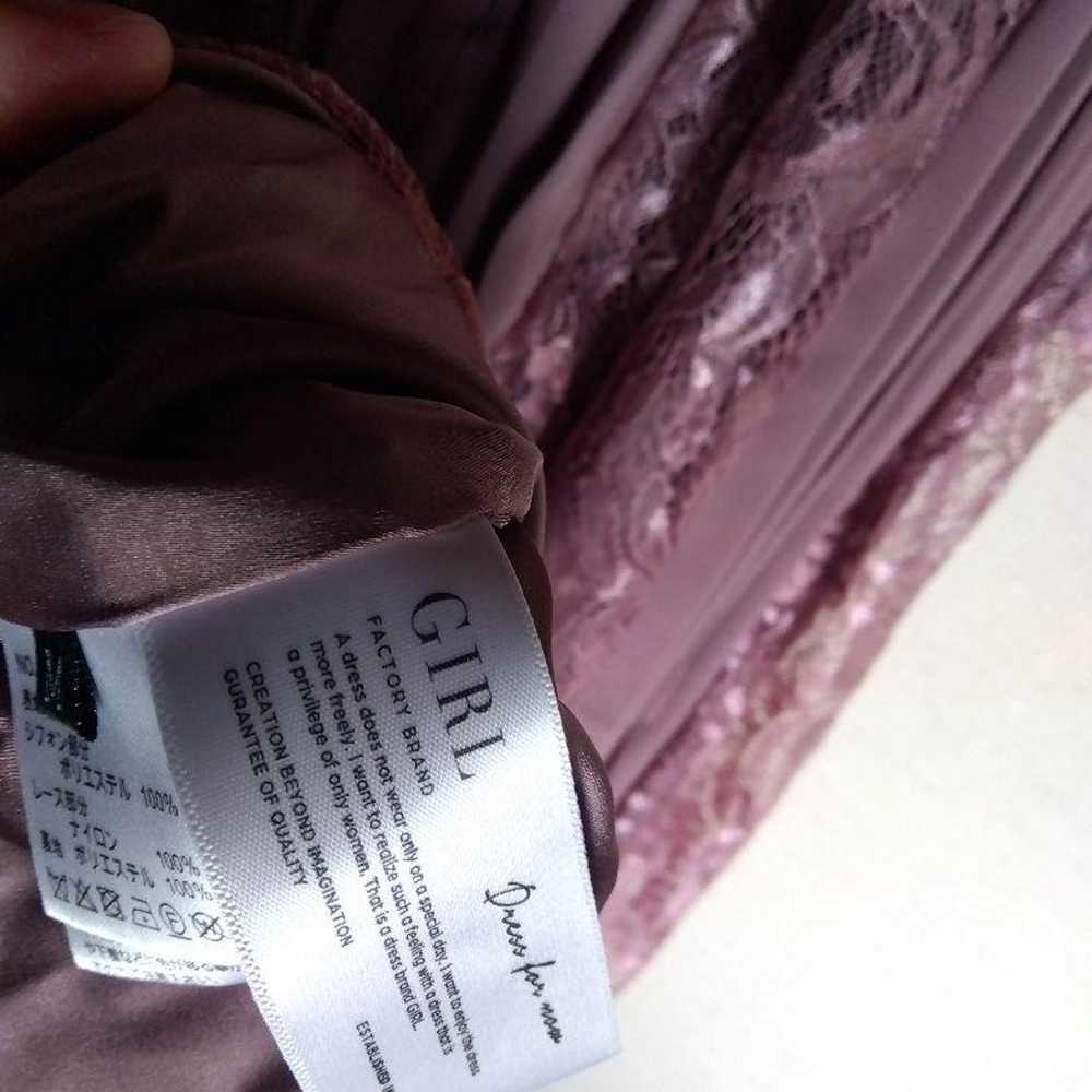 Mauve Color Lace Long Sleeve Pleated Long Dress - image 11