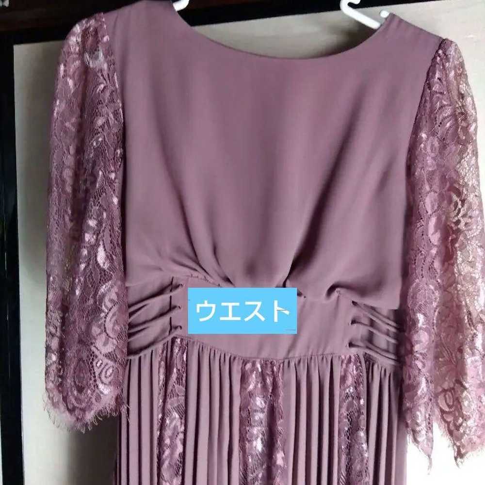 Mauve Color Lace Long Sleeve Pleated Long Dress - image 2