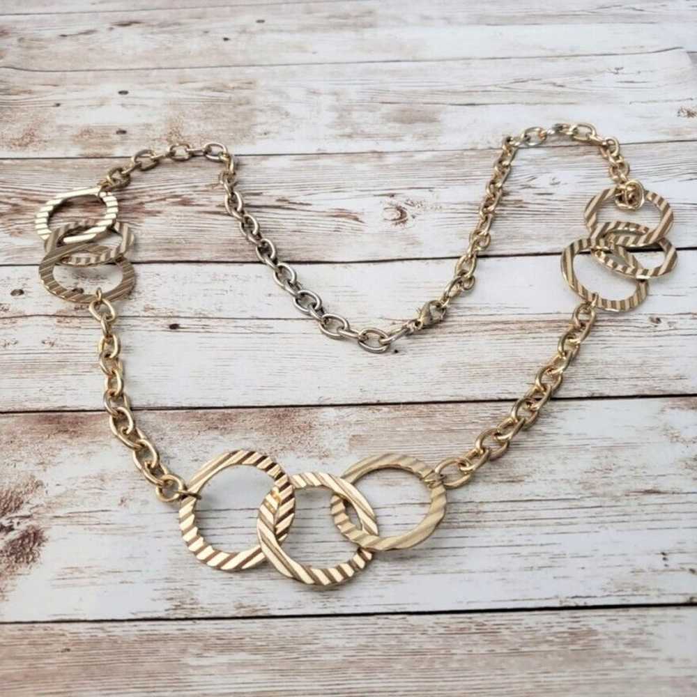 Vintage Necklace Long Gold Tone with Corrugated C… - image 2