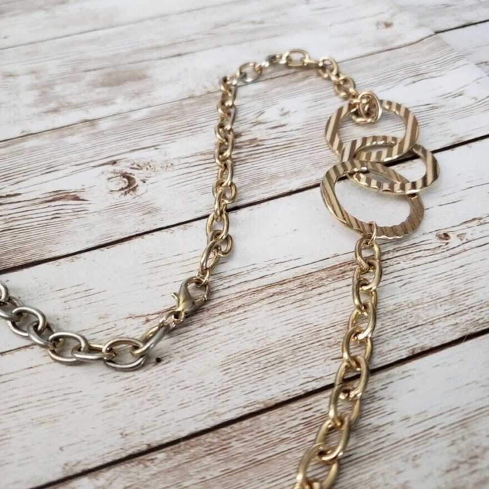 Vintage Necklace Long Gold Tone with Corrugated C… - image 4