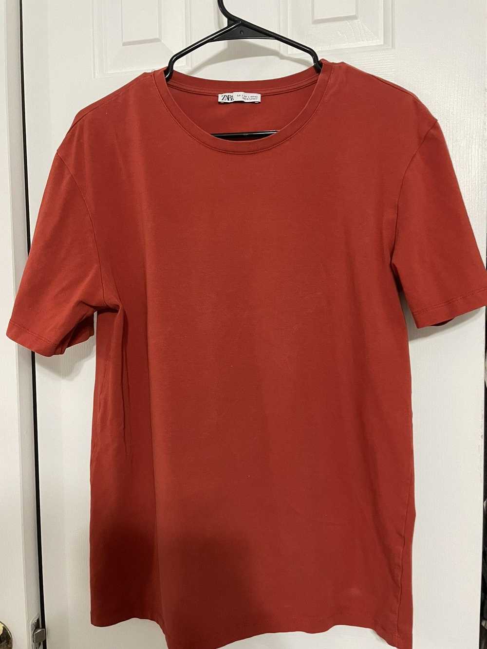 Zara Slim Fit Tee Shirt Short Sleeve T Basic Red … - image 1