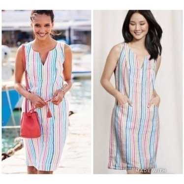 Boden Nathalie Rainbow Striped Linen Shift Dress s